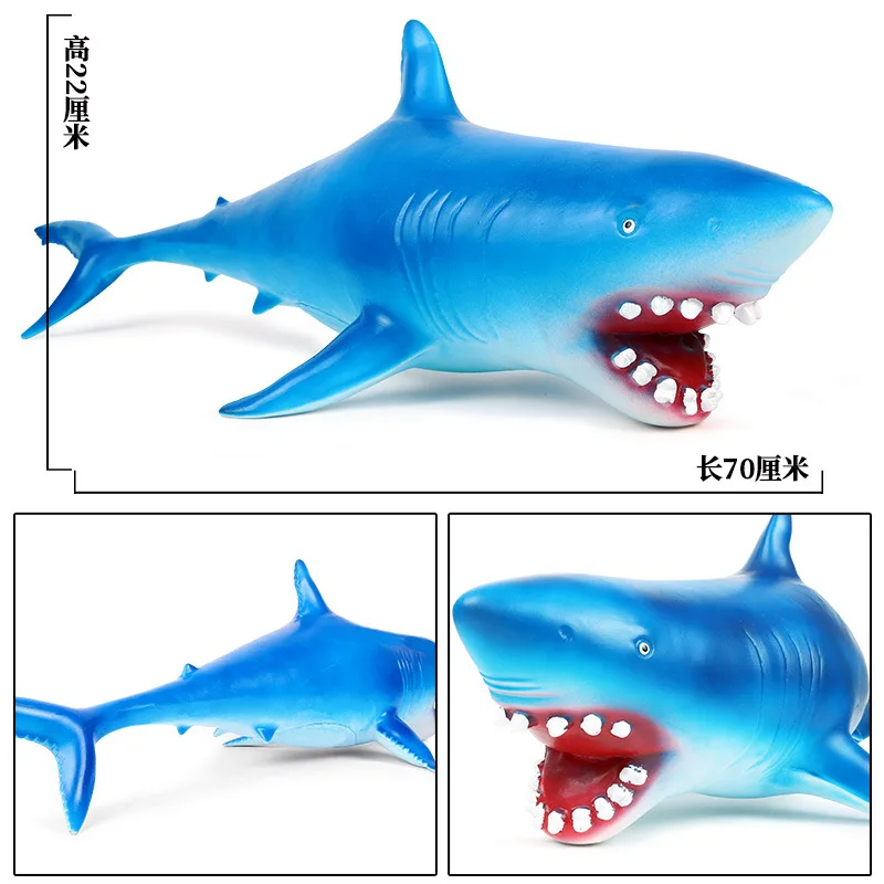 

1PCS Simulation of Marine Life New Shark Plastic Model Children's Toy Soft Glue Big Blue Shark M-12012