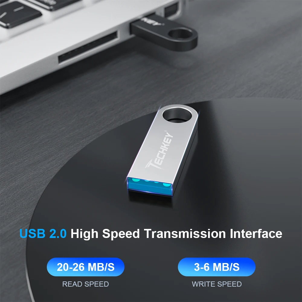 USB флеш накопитель Techkey металлическая Водонепроницаемая флешка на 32 ГБ 16 64 128
