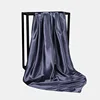 Foulard Hijab en Satin de Couleur Unie pour Femme, Châle Carré de 90cm pour Cheveux