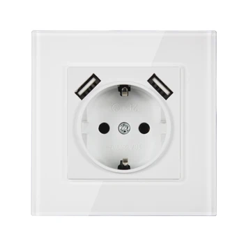 

2020 new USB Wall Socket Free shipping Double USB Port 5V 2A Usb white color acrylic patch frame high quality usb outlet FDW-03