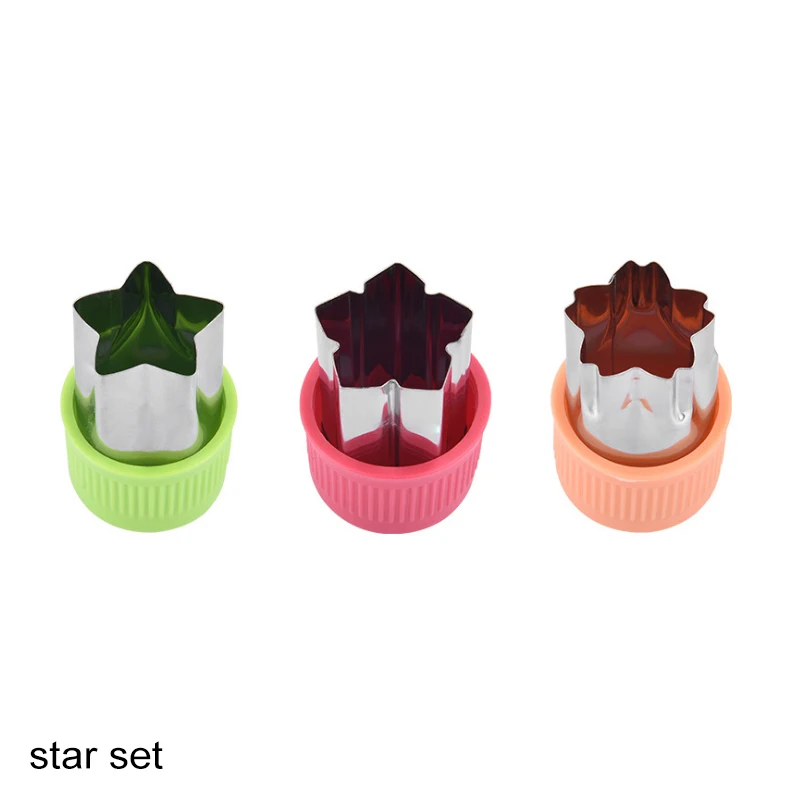 star set 3 шт./компл. Нержавеющая сталь фрезы Кухня гаджеты приготовления фруктов штанцевый нож Пластик ручка вышивка «звёздочки» или «бриллианты» Форма овощи резак - Цвет: star set