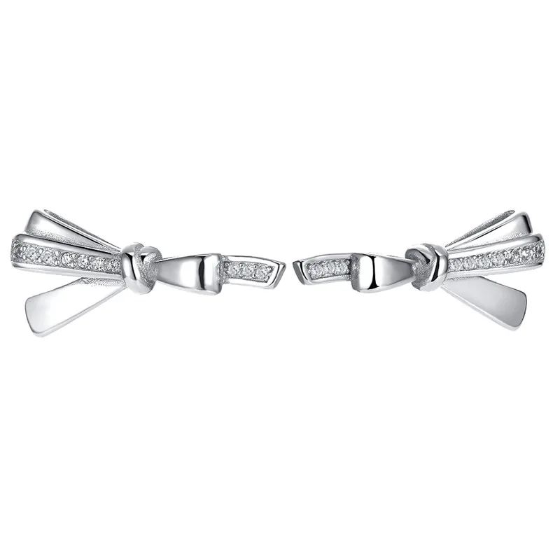 Silver GAGFEEL S925 Стерлинговое Серебро, украшенные бабочкой, серьги-гвоздики для женщин, модные серьги из розового золота с милыми кристаллами, ювелирные изделия, серьги из бижутерии - Окраска металла: Silver