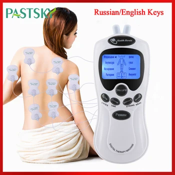 

8 Modes Electric herald Tens Muscle Stimulator 8 Electrode Pads Body Acupuncture Massager Russian/English Keys Digital Therapy