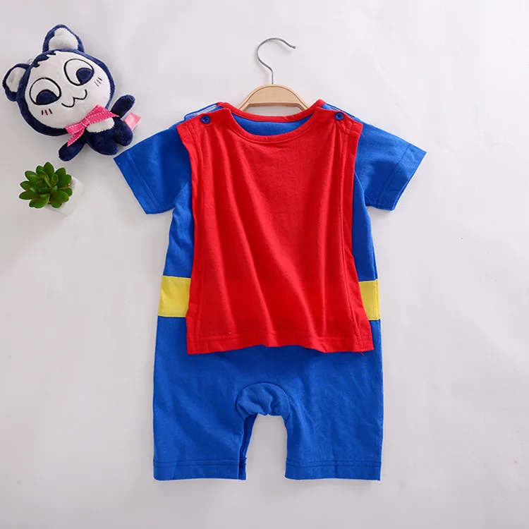 Cotton Newborn Baby Boy Clothes Superheros Baby Jumpsuits With Cloak Short Sleeve Summer Boys Rompers Kids Halloween Costumes