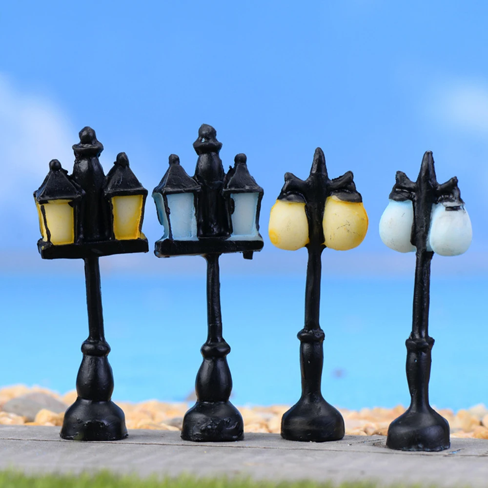 1 pc Mini Street Light Lamp Figurine Micro Landscape Bonsai Ornament Resin Craft Home Decor Road Model | Дом и сад