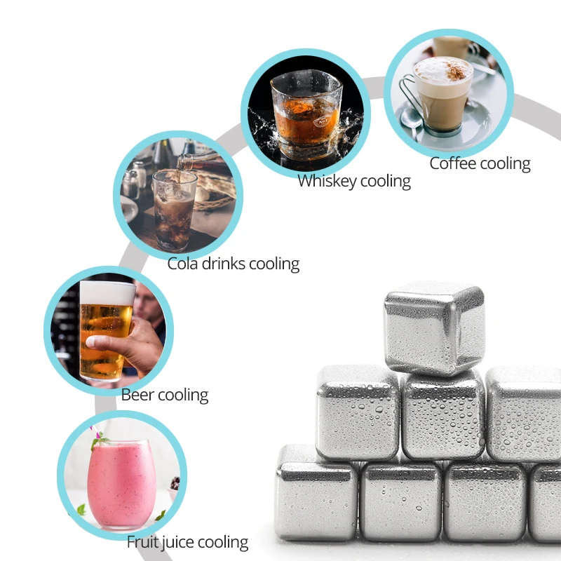 1 Set 304 Stainless Steel Ice Cubes Quick-Frozen Ice Balls Iced Tartar  Whiskey Round Metal Ice Kitchen Bar Utensils - AliExpress