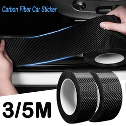 5/3M 3D Carbon Fiber Car Sticker DIY Paste Protector Strip Auto Door Sill Side Mirror Anti Scratch Tape Waterproof Protect Film