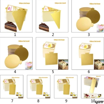 

100Pcs Golden Trangle Paper Cake Board Decoration Display Wedding Birthday 3x2in