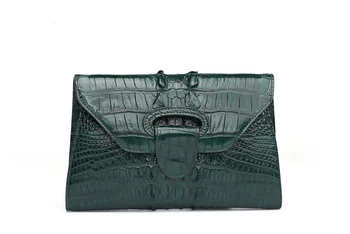 

YILUNXI Crocodile leather clutch High-end women messenger bag Business elite ladies bags Elegant female banquet bag Green bags
