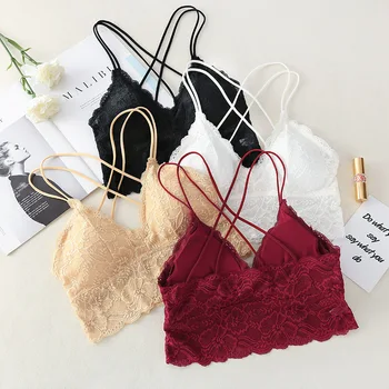 

New Women Sexy Deep V Brassiere Backless French Style Bralette Female Underwear Intimates Bras Seamless Lingerie Lace Bra