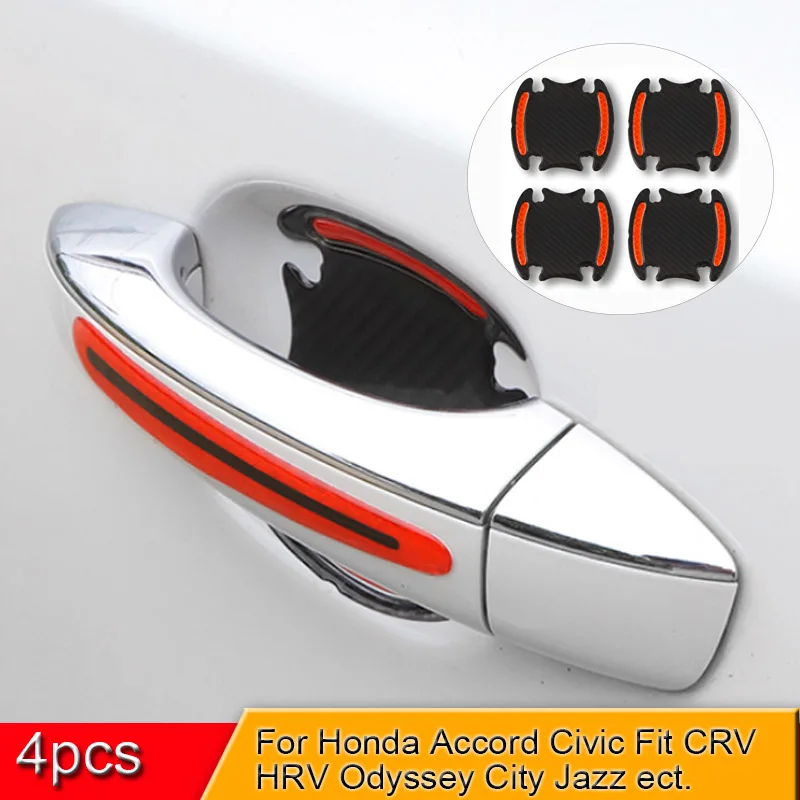 

5D Car Door Handle Bowl Stickers And Decals Auto Reflective Strip Warning Safety Film For Honda Accord City CHR Civic Fit Vezel