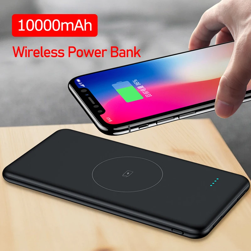 

10000mAh Qi Wireless Power Bank Portable Slim Charger For Xiaomi Mi IPhone Fast Charging Powerbank External Battery Poverbank