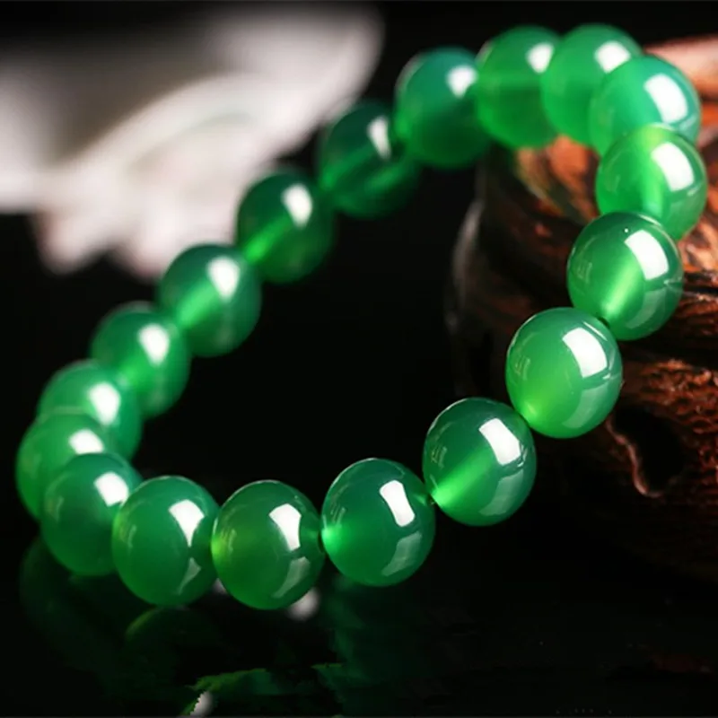 Натуральный зеленый агат, нефрит, 6-14 мм, браслет из бисера, эластичный браслет, очаровательные ювелирные изделия, модная ручная работа, подарок на удачу, амулет