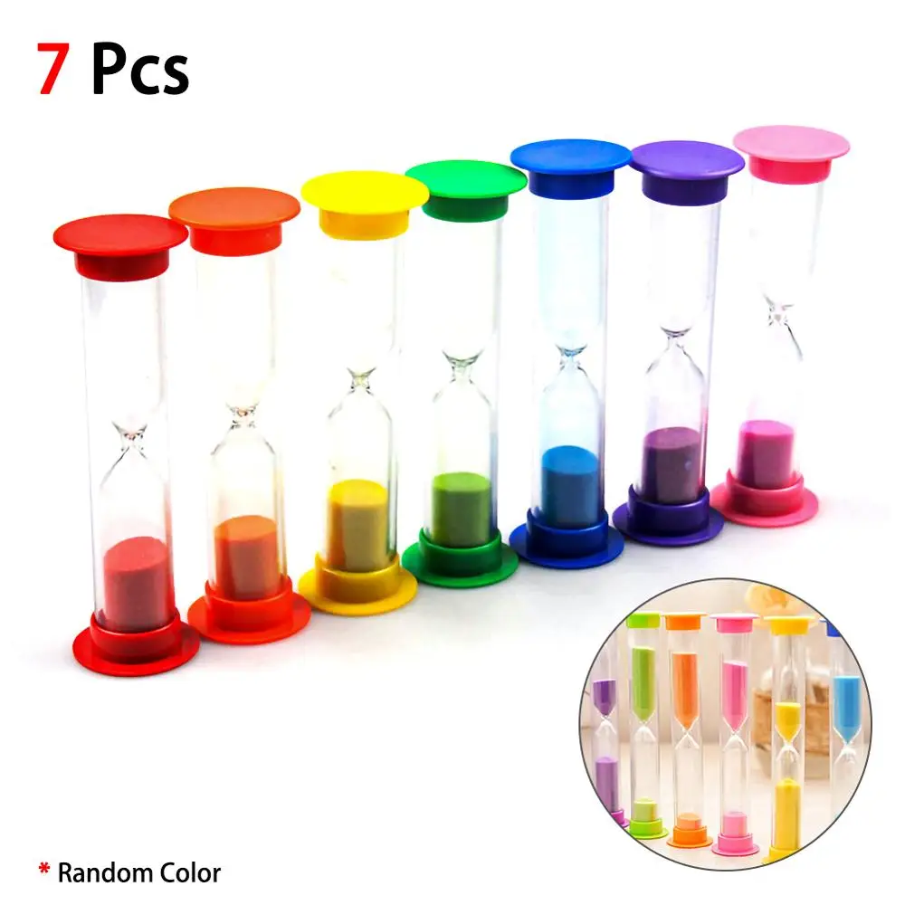 

7pcs 3 Minutes Color Sand Hourglass Timer Creative Jewelry Ornaments For Baby Playing Home Decor Cooking Exercising Timing