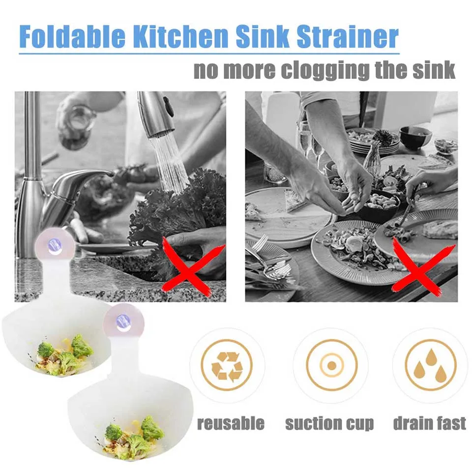 TEENRA Self-standing Drain Filter Collapsible Drain Filter Sink Anti-blocking Device Recyclable Stopper Kitchen Sink Strainer