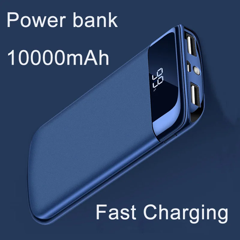 

High-capacity 10000mah mobile power external battery powerbank 2 USB LED lights portable mobile phone charger universal