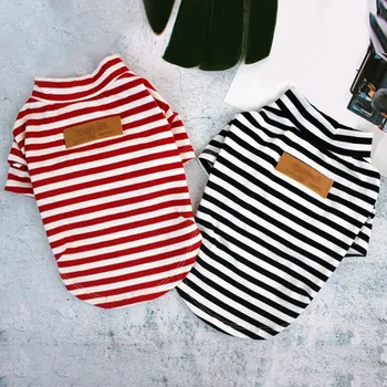 

Pet Summer Autumn Clothes For Dogs Striped Dog Vest Cotton Clothes Soft Breathable Tshirt For Small Cat Dog Pet Supplies XS-XL #
