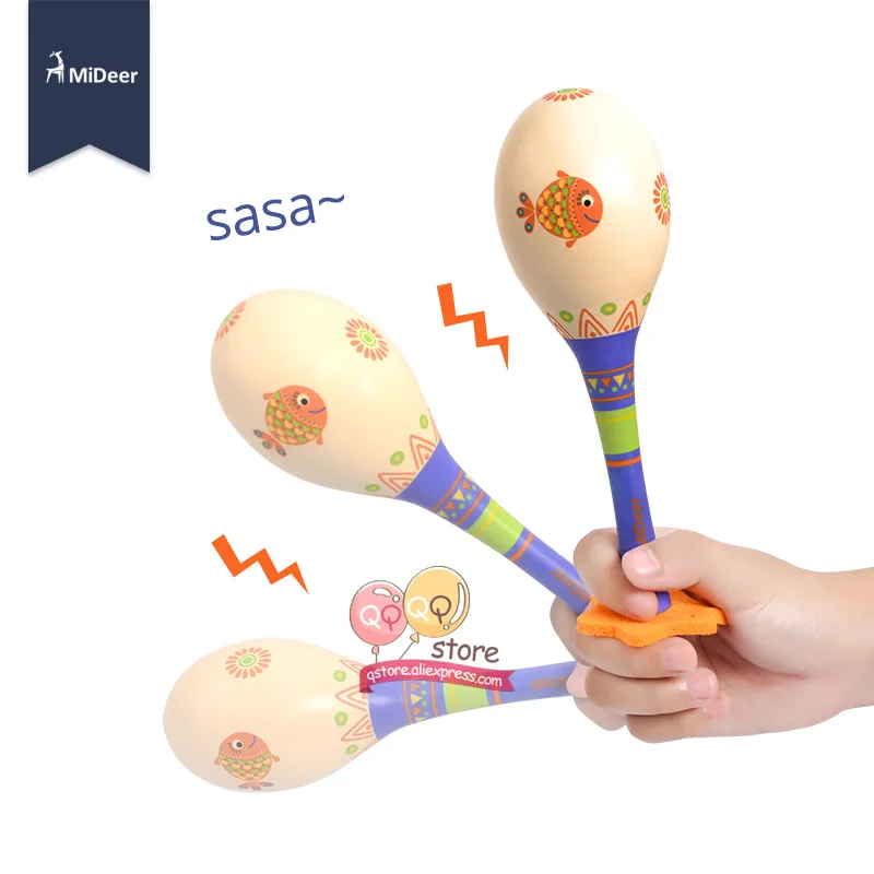 MiDeer Деревянные Колокольчики maracas, 1 шт., Ранние развивающие игрушки, инструмент для детей, Детский погремушка с песком и молотком, рождественский подарок