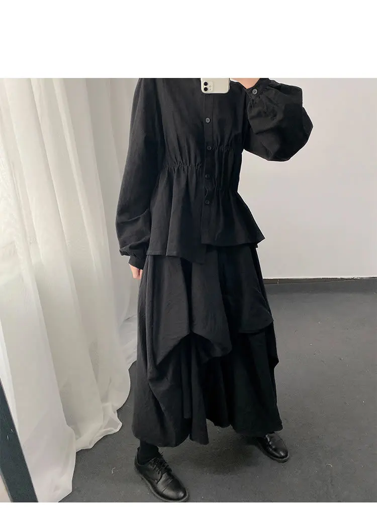 Весенняя Асимметричная плиссированная юбка с высокой талией, женская тонкая элегантная юбка с рыбий хвост, черная модная уличная одежда DMY2565