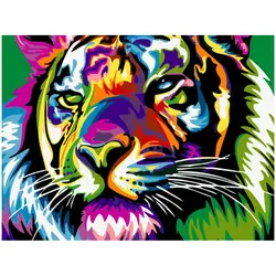 Красочные тигровые животные DIY цифровая картина маслом цифры современные стены Искусство картина маслом праздничный подарок домашний