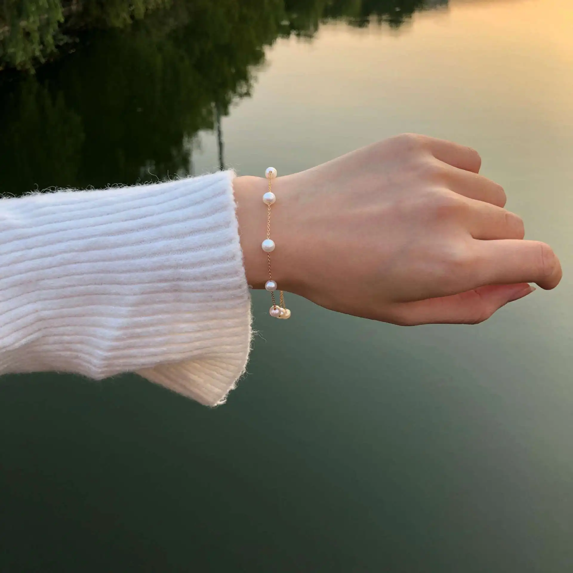 

Butterfly Home Stars Design-14k zhu jin 5-6 near round Glare Virgine Pearl Bracelets Djss71o71ie