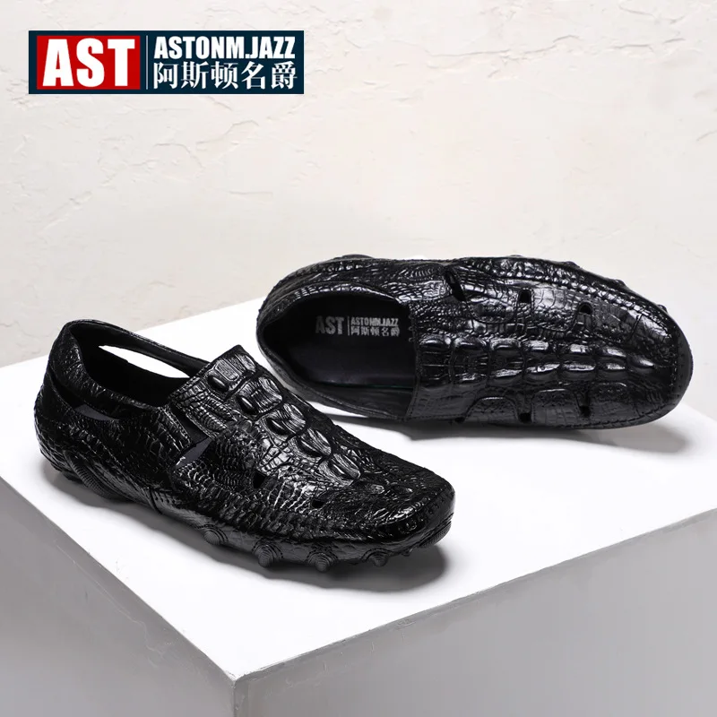 

2019 Spring Crocodile Embossed Leather Moccosins Men's Genuine Leather Korean-style Casual Soft-Sole Summer Breathable Trend MEN