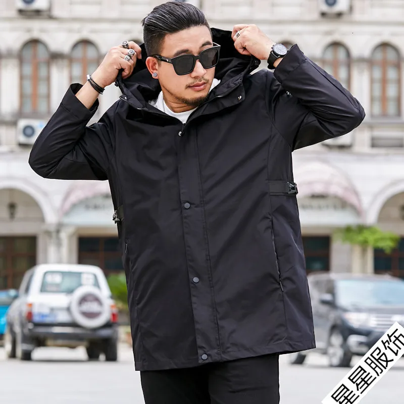 Black Размер плюс 8XL 6XL 5XL 4XL брендовые толстовки Тренч мужские ветровки мужские s одежда длинное пальто черный Тренч куртка для мужчин - Цвет: Black