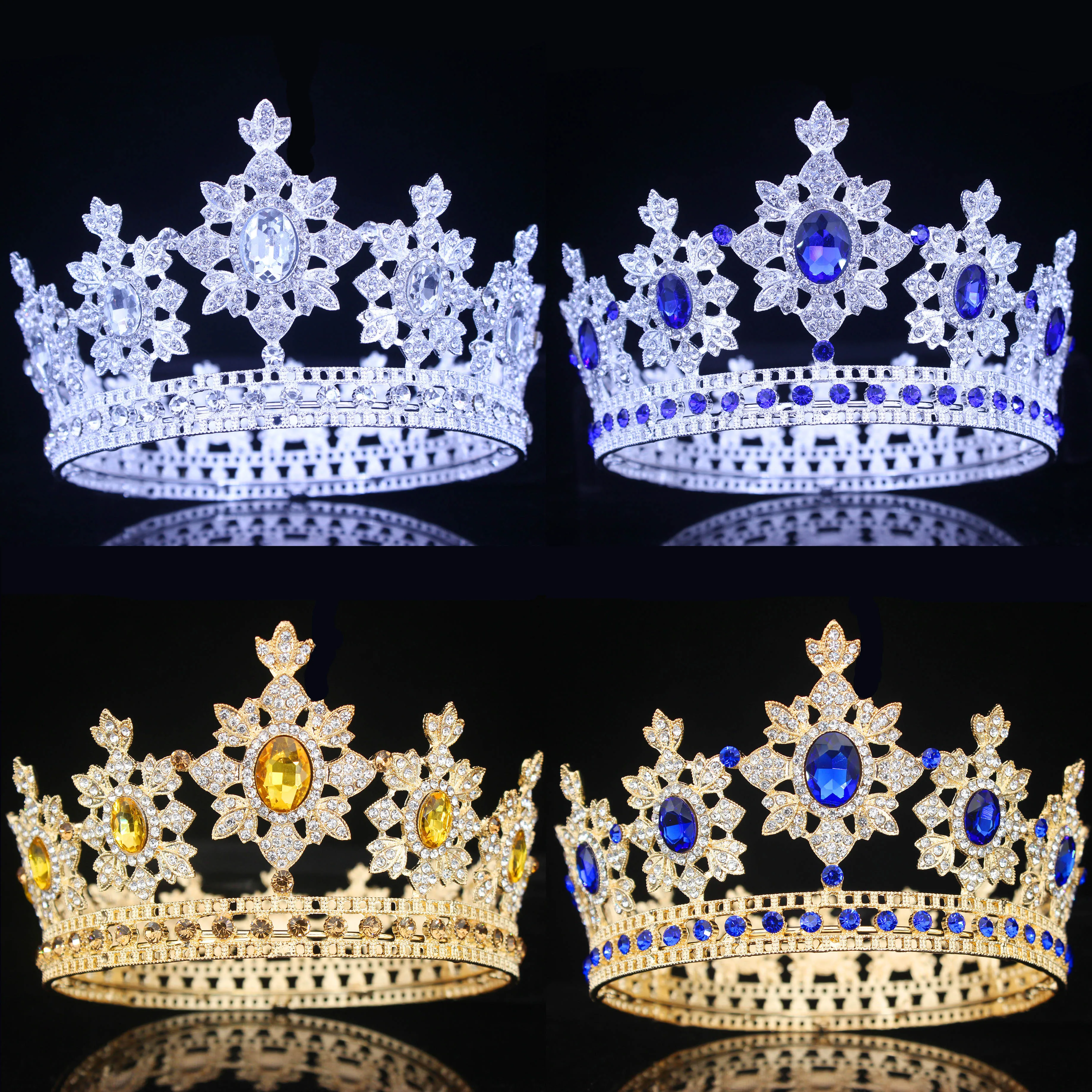 Crystal Queen King Tiaras and Crowns Bridal Diadem Headpiece Women Prom Hair Ornaments Wedding Bride Head Jewelry Accessories