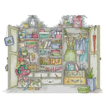 

Girl's wardrobe patterns Counted Cross Stitch 11CT 14CT 18CT DIY wholesale Chinese Cross Stitch Kits Embroidery Needlework Sets