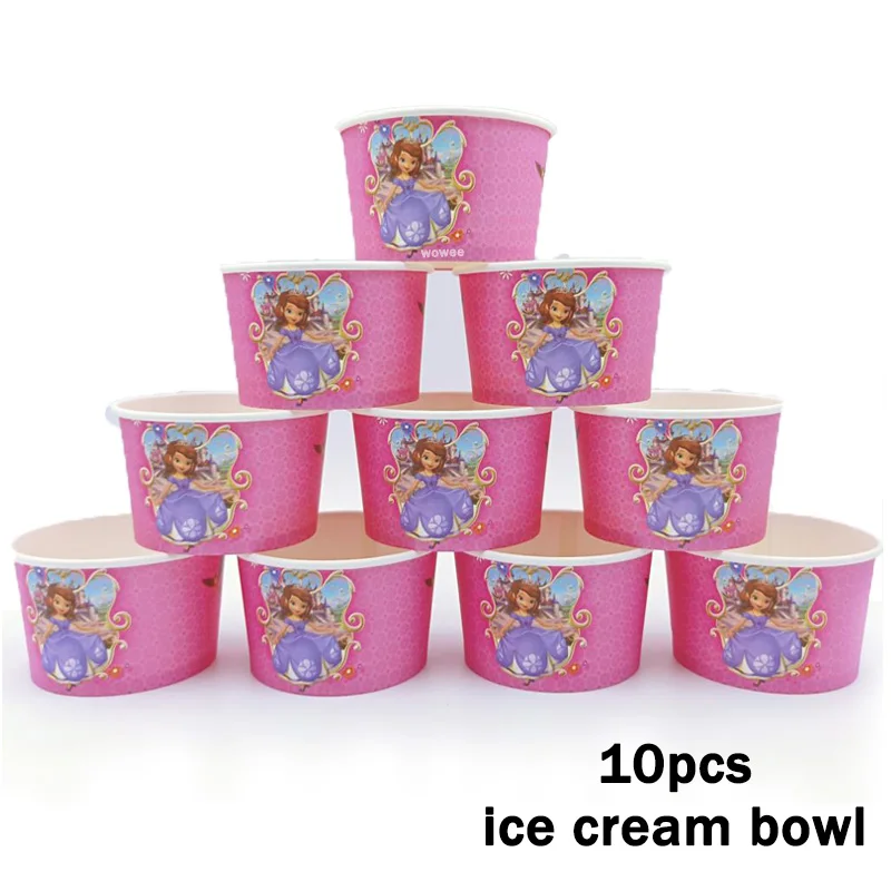 24pcs Cake Dessert Inserted Card Sofia Princess Cake Toppers Cartoon Decoration Card Kids Birthday Baby Shower Party Supplies - Цвет: 10Ice Cream Cup