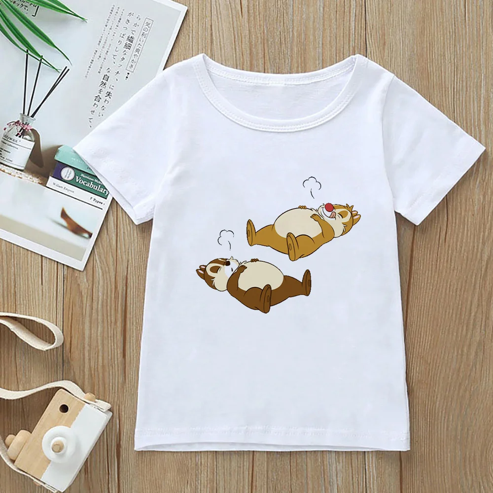 Kawaii Tshirt Chip and Dale Print Mom and My T shirt Short Sleeve Summer Children's Adult Tops Family Matching Look Outfits couple matching outfits for photoshoot Family Matching Outfits