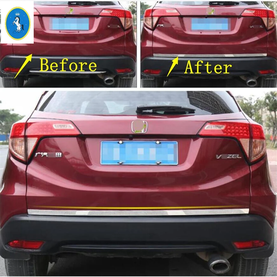Yimaautotrims Auto Accessory Rear Tail Trunk Door Lid Tailgate Overlay Strip Cover Trim Fit For Honda HRV HR-V Vezel 2014 - 2019 |