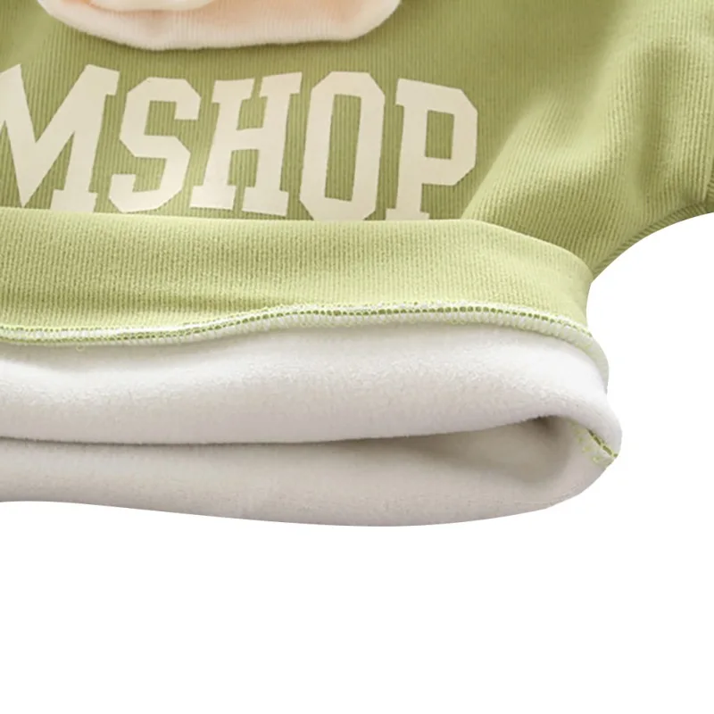 Детская зимняя одежда для маленьких мальчиков, утепленная водолазка с длинными рукавами и надписью+ штаны, повседневный костюм, комплект одежды