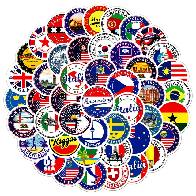 60 Stück National flaggen Aufkleber Spielzeug Aufkleber DIY Scrap booking  Koffer Flagge Logo Umschlag Versiegelung Aufkleber