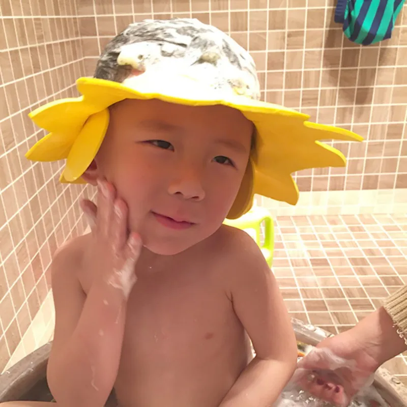YCute детская шапочка для душа s шампунь для мытья волос детский козырек для ванной Регулируемая защита ушей защита глаз детские мягкие шапки для младенцев