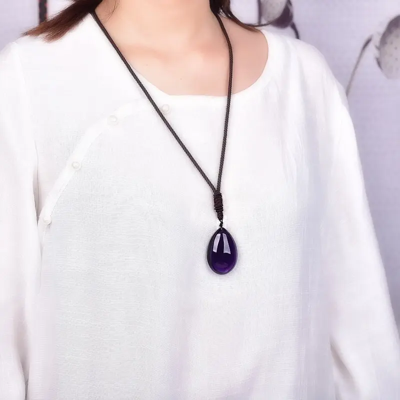 

Romantic, mysterious and noble Exquisite Amethyst Water Drop Pendant Ladies Necklace Premium Love Chain Valentine's Day Gift