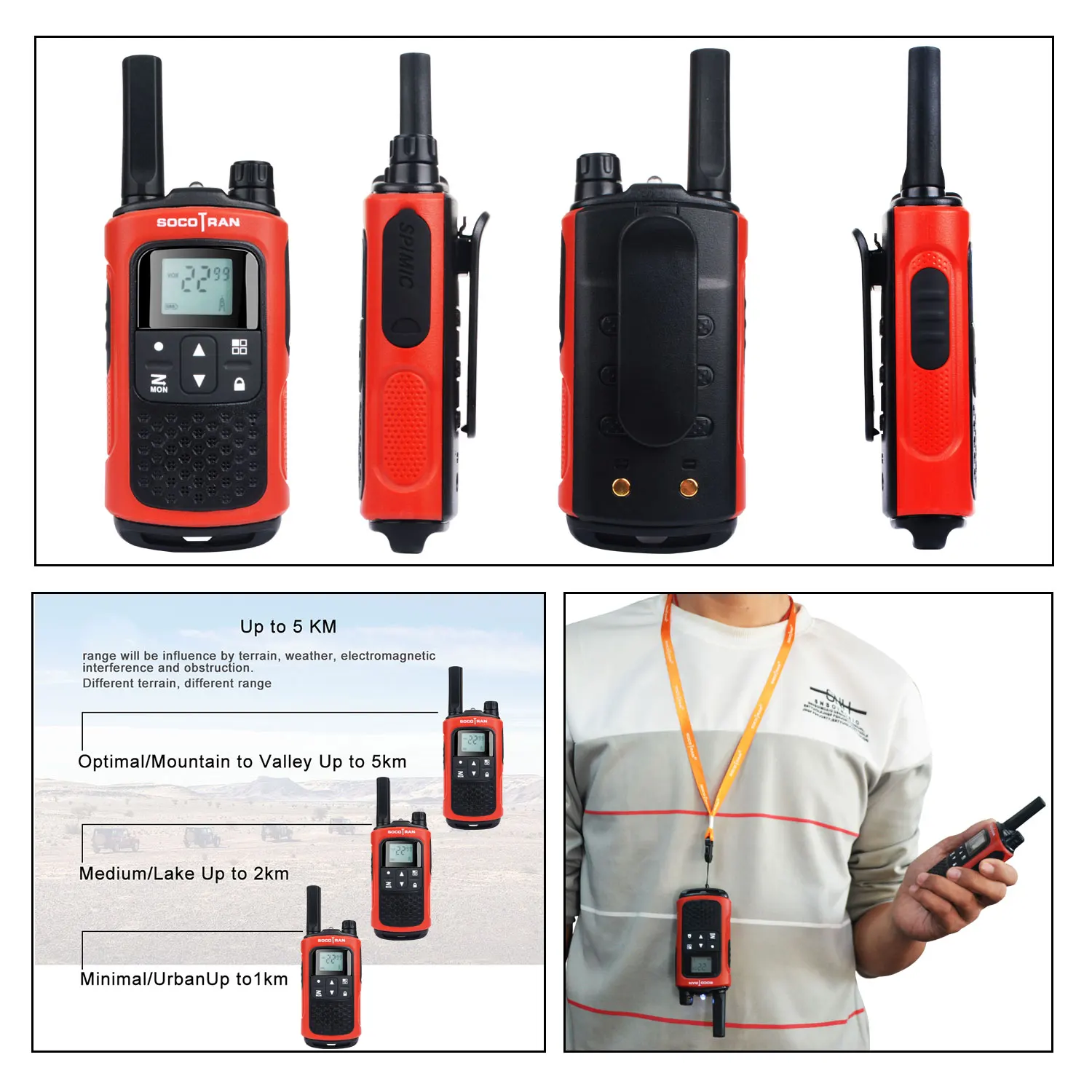 SOCOTRAN Walkie Talkies for Adults Rechargeable Two Way Radios Walkies Long  Range IP67 Waterproof, SOS & NOAA,Floating Radios Green