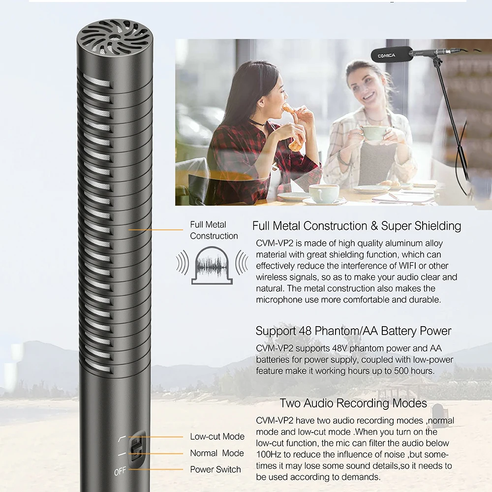 COMICA CVM-VP2 Shotgun Microphone Super Cardioid Condenser Photography Interview Video Mic for Canon Niko Camera Camcorder