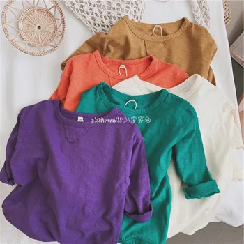 

WLG boys girls t shirt kids spring autumn patchwork beige green purple orange t-shirt baby casual tops