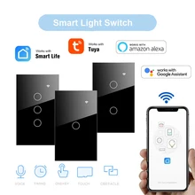 

NEW Tuya Smart life US Wifi Smart Light Switch Glass Screen Touch Panel Wireless Wall Switches with Alexa Google Home 1/2/3 Gang