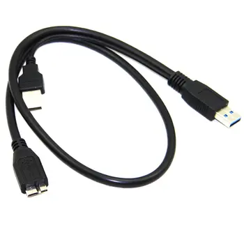 

0.6m/1m Dual USB 3.0 a Male to Micro B Y Black Power Data Cable Mobile Hard Disk 2-connector Y-design Mobile Storage Standard
