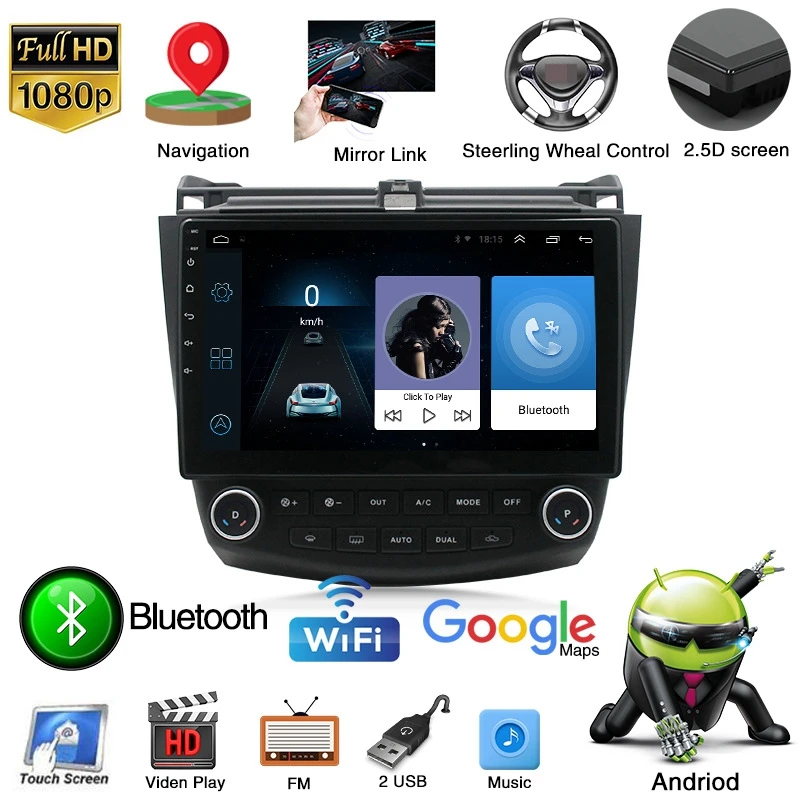 1 + 16G Android 8 автомобильный радиоприемник мультимедийный плеер для Honda Accord 7Th 2003 2007