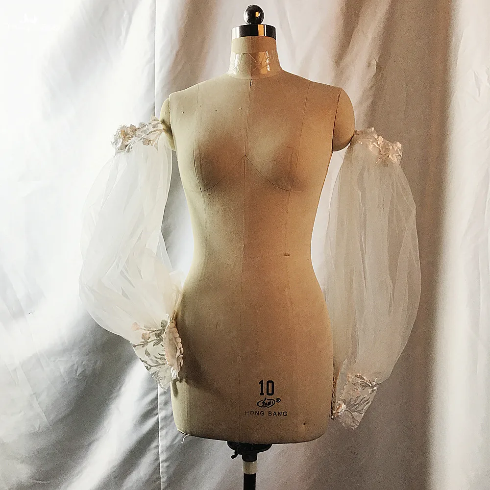 Real Made Puffy Tulle Off Shoulder Style Detachable Sleeves For Wedding Dress, Long Gloves Women