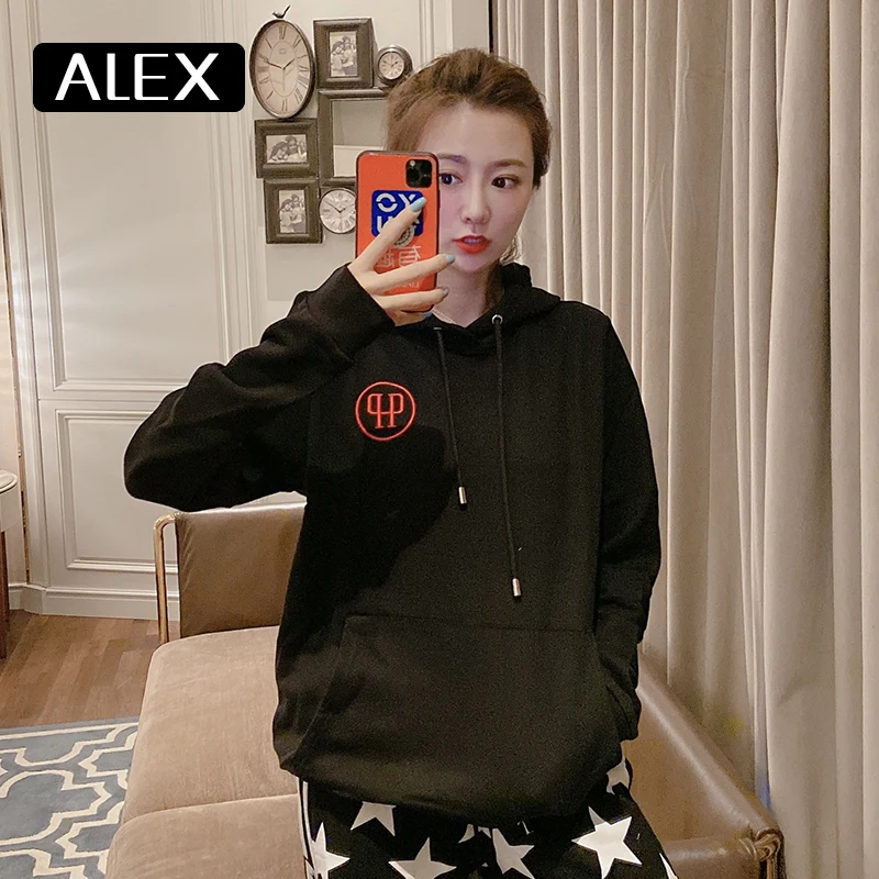 Alex толстовки Plein женские эстетическое большого размера с вышитой надписью 100%