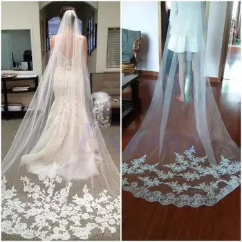 

1 Layer White Cathedral Length Lace Edge Bride Wedding Bridal Long Veil + Comb
