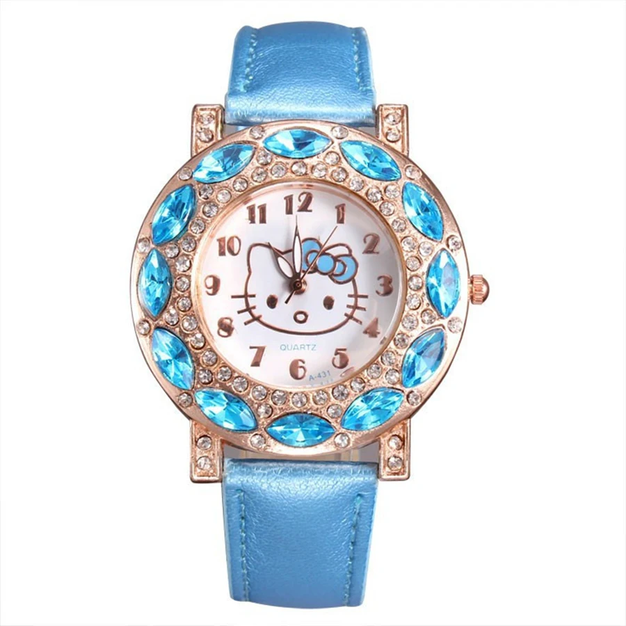 2019 hello kitty women Crystal Dial Rhinestone Quartz Watch Kids Watch Women Girls Wristwatch Relojes Mujer 3