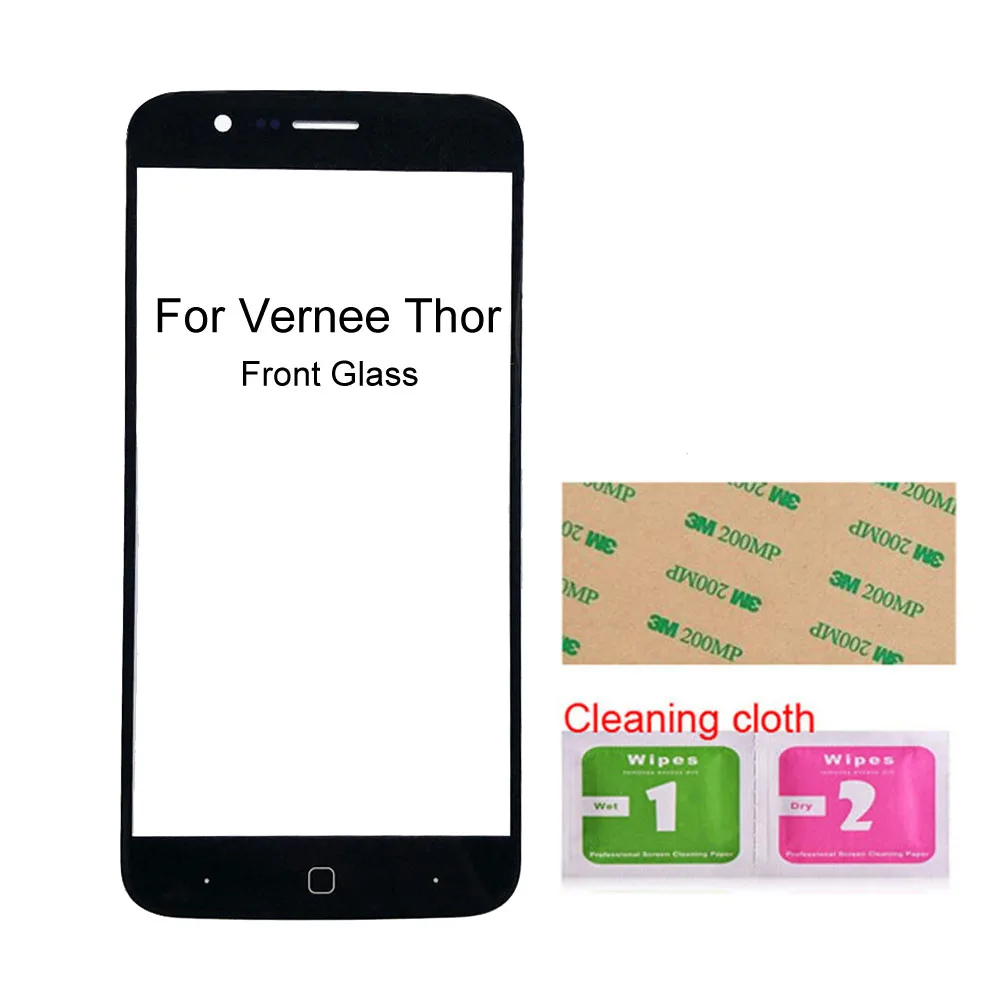 Мобильная Передняя панель стекло для Vernee X/Thor Переднее стекло(без сенсорного экрана) внешняя стеклянная крышка Замена панели - Цвет: Thor Black