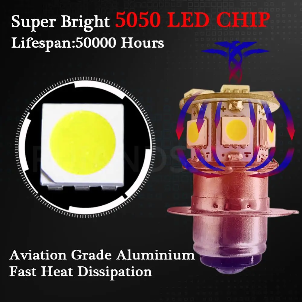 6 в 12 В неполярный H6M P15D 12SMD 5050 светодиодный мотоцикл 0 Вт лм дальний/Ближний