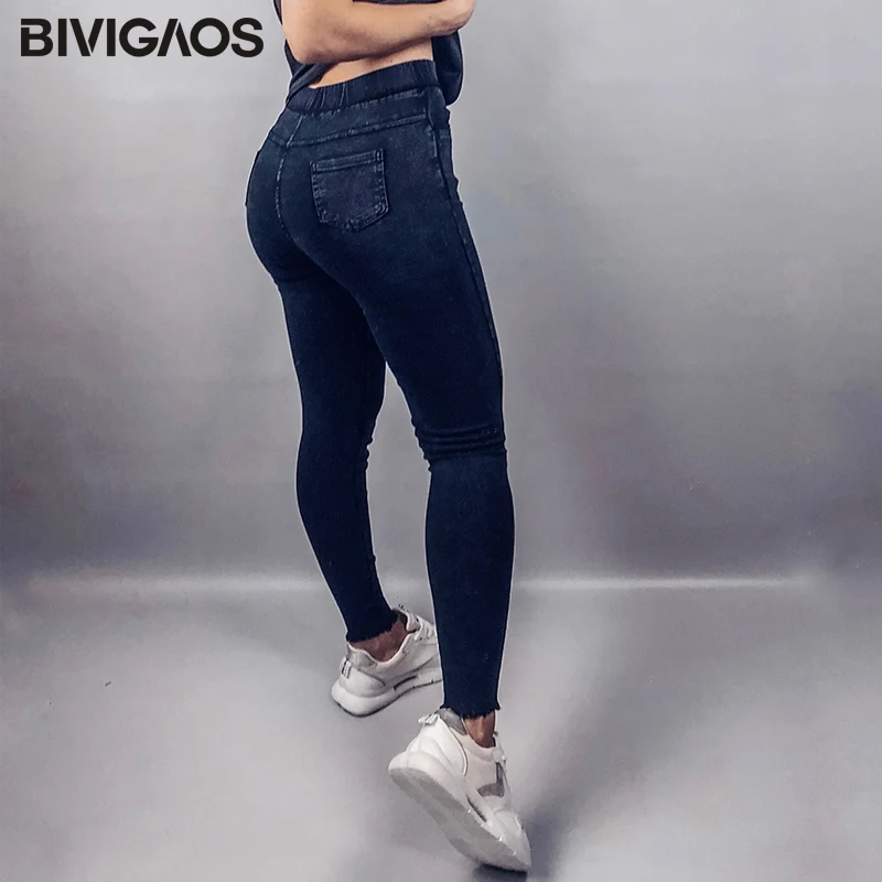 BIVIGAOS Мода и досуг женские вышитые эластичная ткань черные узкие брюки корейские тонкие джинсы леггинсы весна осень повседневные джеггинсы