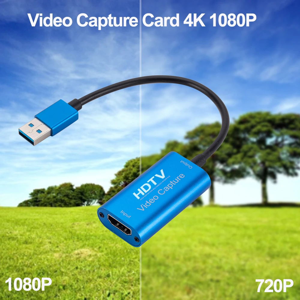 USB3.0 Video Capture Card 4K 1080P HDMI-Compatible to USB Video Game Grabber Record for PC Game Camera Recording Live Streaming video capture adapter